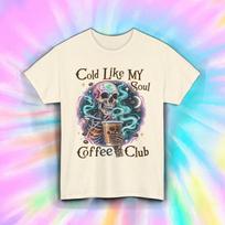 Cold Like My Soul Shirt Skeleton Coffee Dark Humor Goth Caffeine Tee S-5XL S įvairiaspalvis