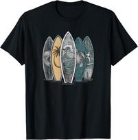 Surfing Tropical Surfboards Vintage Surfboarder Surfer T-Shirt S įvairiaspalvis