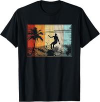 Beach Surfing Surfboard Vintage Retro Surfboarder Surfer T-Shirt S įvairiaspalvis