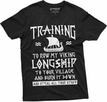 Men's Funny Viking Training T-Shirt Nordic Norse Longship Thor Odin Tee Shirt S įvairiaspalvis