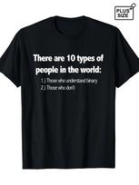 Funny Binary Code Joke T-Shirt -  Ten Kinds of People  Tech Humor Suitable for - Casual Wear, Plus Size Round Neck Tee with Binary Number for Programm S įvairiaspalvis