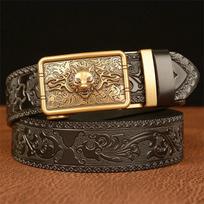 Vyriškas karvės odos diržas Asmenybė Retro Vilkas Automatinis sagties odinis diržas Kelnių diržas 110cm