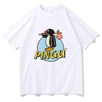 Pingu Klasikinis Logotipas Natūralūs Marškinėliai Moterims Vyrams Apvalia Kakla Pingvino Marškinėliai Harajuku Drabužiai Klasikiniai Patogūs Stilingi Y2K Drabužiai S įvairiaspalvis