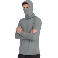 Long Sleeve Hooded Shirt with Built In Face Covering Lightweight Breathable Fabric for Outdoor Activities Men S