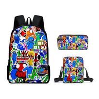 Rainbow Friends Rainbow Friends School Bag Cartoon Backpack Satchel Bag Pencil Case Three-Piece Set Backpack