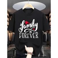 European Sizes Men'S Summer Casual Crew Neck T-Shirt,Knit Fabric, Slight Stretch,  Family Forever  Print, Regular Fit Available S įvairiaspalvis