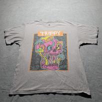 Mens Launder Trippy Skull T-shirt Size Large Gray S įvairiaspalvis