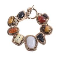 Easy-hook Clasp Alloy Link Chain Retro Bracelet Exaggerated Irregular Stone Women Bracelet Hand Decor
