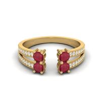 0.89 Cts Ruby Front Open 925 Sterling Silver Gold Vermeil Split Shank Engagement Women Ring 5