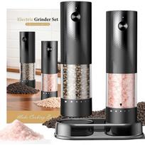Electric Salt and Pepper Grinder Set - Rechargeable Automatic Salt and Pepper Shakers, Kitchen Appliances with External Adjustable Coarseness, Larger