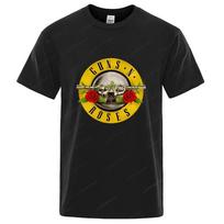 „Guns N Roses“ unisex marškinėliai medvilniniai kietojo roko grupės moterims marškinėliai hiphopo drabužiai muzika 4XL juoda