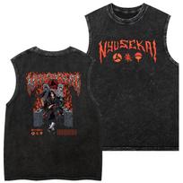 Vintage Washed Japanese Naruto Anime Harajuku Short-Sleeved Vest Gym T-Shirt Oversized Men's Women's Tops S
