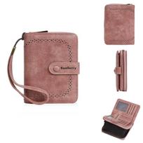 Baellerry RFID Anti Theft Protection Zipper Card Holder for Women Ladies Fashion Money Packs PU Leather Purse Wallets 11*14*3cm rožinė