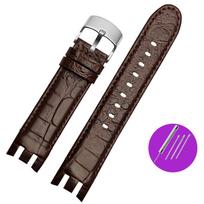 Classic Genuine Leather Watch Strap for Swatch Yrs403 412 402G Series Curved Concave-Convex Mouth Cowhide 21mm Men Watch Band accessorie 21mm