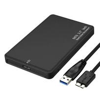 Juoda 2,5 colio HDD dėžutė USB 3.0 SATA išorinis kietojo disko korpusas Didelės spartos HDD dėklas Palaiko iki 2 TB Be varžtų PC juoda