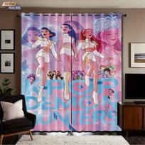 Pop Demon Hunters Print Curtains Multiple Size Living Room Insulation Decoration Darkening Set Of 2 Made Polyester Machine Washable Sitting Decor W100*H70(CM)-Rod Pocket&2PCS