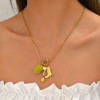 European Style Shell Pendant Choker Stainless Steel Imitation Pearl Necklace  Streetwear Style3