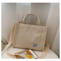Corduroy Crossbody Tote Bag, Women's Square Crossbody Bag, Casual Tote Bag, Shoulder Bag, Travel Organiser Bag chaki