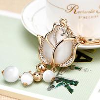 Elegant Blue Water Drill Tulip Keychain Women's Gift Ideal For Special Occasions StyleE