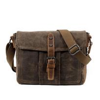 Men Retro Section Oil Messenger Bags Casual Canvas Waterproof Simple Shoulder Bag Crossbody Bags Can Hold Phone Wallet Books kava