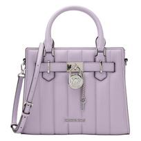 MICHAEL KORS Hamilton Silver Padlock PU Handbag Small Women's Light Quartz sidabras