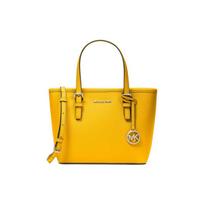 MICHAEL KORS rankinė Jet Set Travel Raidės Logotipo Pakabukas Vienspalvė Užsegama Užtrauktuku Odinė Parduotuvės Rankinė Rankinė Parduotuvės Rankinė Peties Mini Moteriška Jasmine geltona