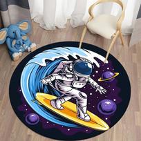 Mielas astronautas apvalus kilimas animacinis plotinis kilimas biurui svetainei minkštas vonios kilimėlis miegamojo durų kilimėlis neslystantis vidaus grindų kilimėlis 60x60cm