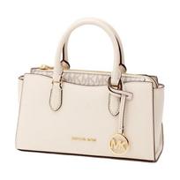 MICHAEL KORS ARDEN monograma dengto drobės rankinė maža moteriška šviesiai kreminė ruda