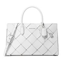 MICHAEL KORS Scarlett pintas odinis peties crossbody rankinė vidutinio dydžio moteriška balta balta
