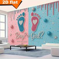 2D Gender Reveal Backdrop Boy or Girl What Will Baby Be Photo Background 47.2x31.5inch/120*80cm