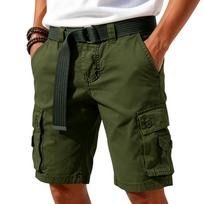 Men's Casual Cargo Shorts with Belt Multi Pocket Loose Fit Cotton Shorts for Outdoor Work and Daily Wear S