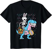 Easter Skeleton On Dino Trex Egg Hunting T-Shirt X15 S įvairiaspalvis