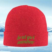 Green text on dark backdrop Summer girl Unisex Women Unisex Knitted Hat Beanie Pullover Cap Winter Thermal Warm Christmas Outdoor