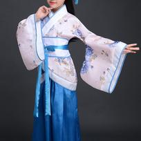 Traditional Hanfu Dress Set for Women Ancient Kimono Robe with Wide Sleeves and Sash for Festivals Performances Cosplay 130 mėlyna