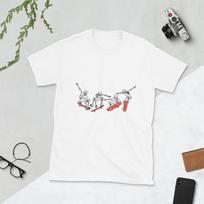 4 Skeletons Skateboarding Halloween Design S įvairiaspalvis