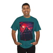 The Grim Reaper Rides a Roller Coaster T-Shirt Funny Halloween Theme Park Tee S įvairiaspalvis