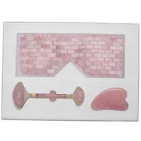 Rose Quartz Eye Pad Face Massage Roller Scraper Board Set Natural Jade Handmade Supplies