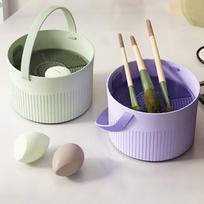 Makeup Brush Cleaner Beauty Blender Sponge Cleaning Bowl Cleaning/Drying/Storage 3-in-1 Tool with Handle
