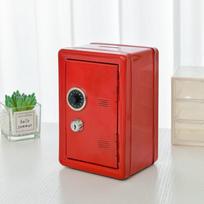 Anti-Theft Piggy Bank Password Lock Money Storage Box Portable Mini Safe Box  Cash Savings raudona