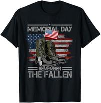 Memorial Day Remember The Fallen Veteran Military Vintage T-Shirt Mens Womens Tees Top XL