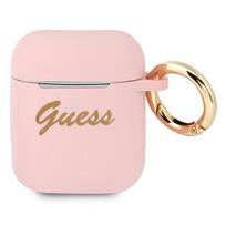 Etui Guess Silicone Vintage Script Do Airpods 1/2 Cover, Różowe