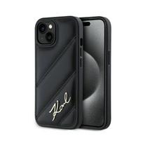 Karl Lagerfeld Diagonal Quilted Script - Etui Iphone 15 / 14 / 13 (Czarny)
