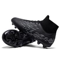 Football Shoes 34-45 Men's High-top Football Shoes Large Size Children's Artificial Lawn   Long Nail Green Football Boots Training Black Sneakers 34 juoda