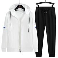 Spring Autumn Two-piece Fashion Men's Padded Sweatpants Set Casual Sports Hooded Cardigan Coat Plus Size 8XL balta