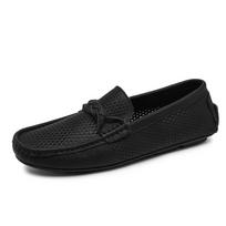 FashionBreathable Men Loafers Casual Leather Shoes Out Moccasins Non-Slip Summer Male Driving Shoes Comfort Slip on Flats Outdoor Shoes 39 juoda