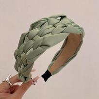 PROLY New Fashion Women's Hair Accessories Wide Side Braided Turban Solid Color Headwear Handmade Headband Hairband
