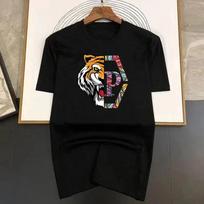 100% medvilnės prabangaus prekės ženklo T-shirt su tigro raštu, juoda, vasarinė, trumpomis rankovėmis, vyriškas/moteriškas madingas viršus, T-shirt, streetwear, 2024 S