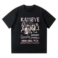 Hot Katseye Funny Print T-shirt Women Men Casual Graphic Tees Tops Unisex Korean Style T Shirt Gothic Y2k Tshirt Clothes S