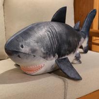 55-135cm Imituotas Megalodonas Ryklio Pliušinis Žaislas Pagalvė Pilkas Milžiniškas Ryklys Jūros Gyvūnas Pliušinis Žaislas Namų Dekoras Dovana Vaikams about 55cm