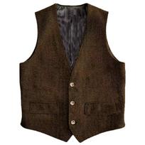 Men Vest Brown Herringbone Single Button Waistcoat Vintage Regular Slim For Wedding Banquet Work Business Casual Men Suit Vest XS